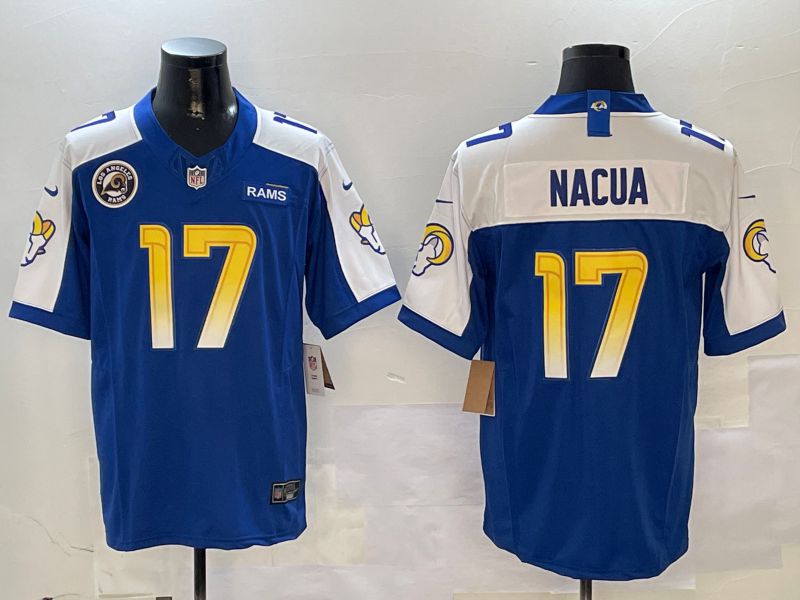 Men Los Angeles Rams #17 Nacua Blue Thanksgiving three generations 2024 Nike Limited NFL Jersey style 2->buffalo bills->NFL Jersey